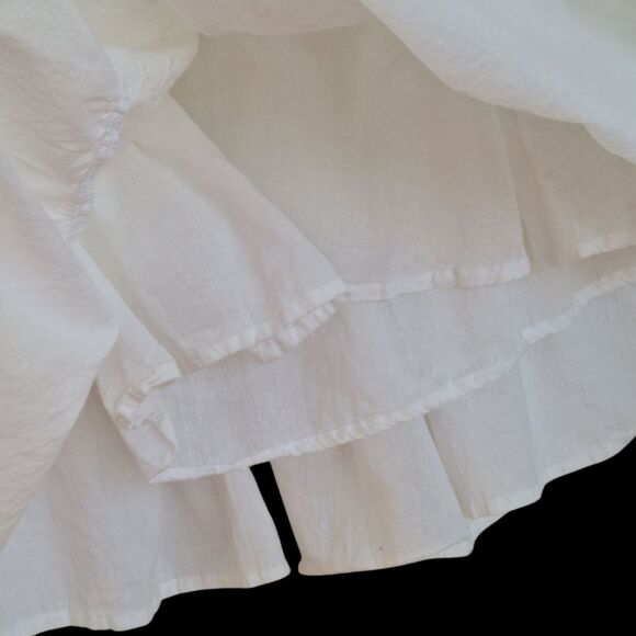 Kim Rogers Boho Skirt Prairie White Tier Skirt Crochet Eyelets Lined Pull On PL - Picture 7 of 14